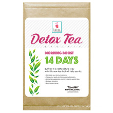 Té herbario orgánico de la desintoxicación que adelgaza el té de la pérdida del peso del té (té del alza de la mañana de 14 días)